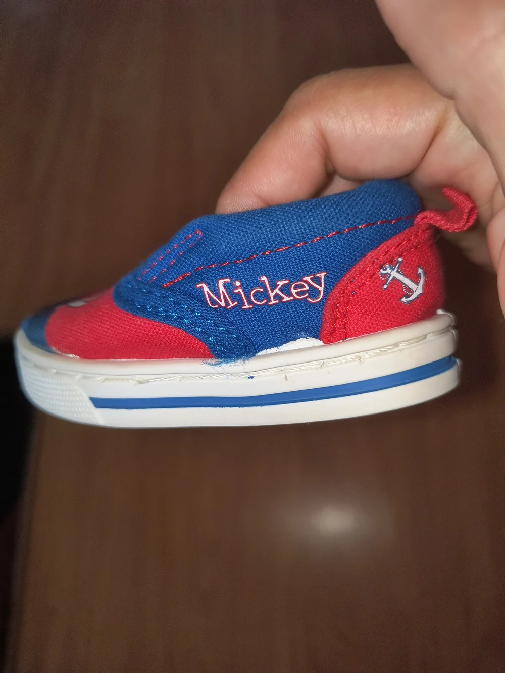 Disney Baby Red and Blue Mickey Slip-On Walker Shoes